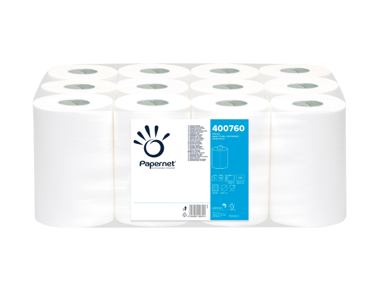 Rola prosop cu derulare centrala in 2 straturi papernet 12 role/bax 77m